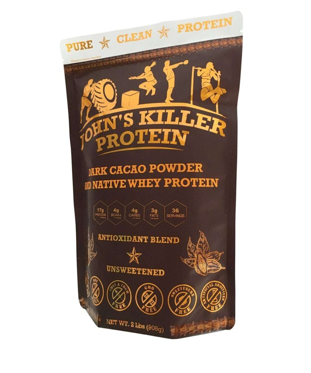 Sugar free organic chocolate protein powder by John's Killer Protein®