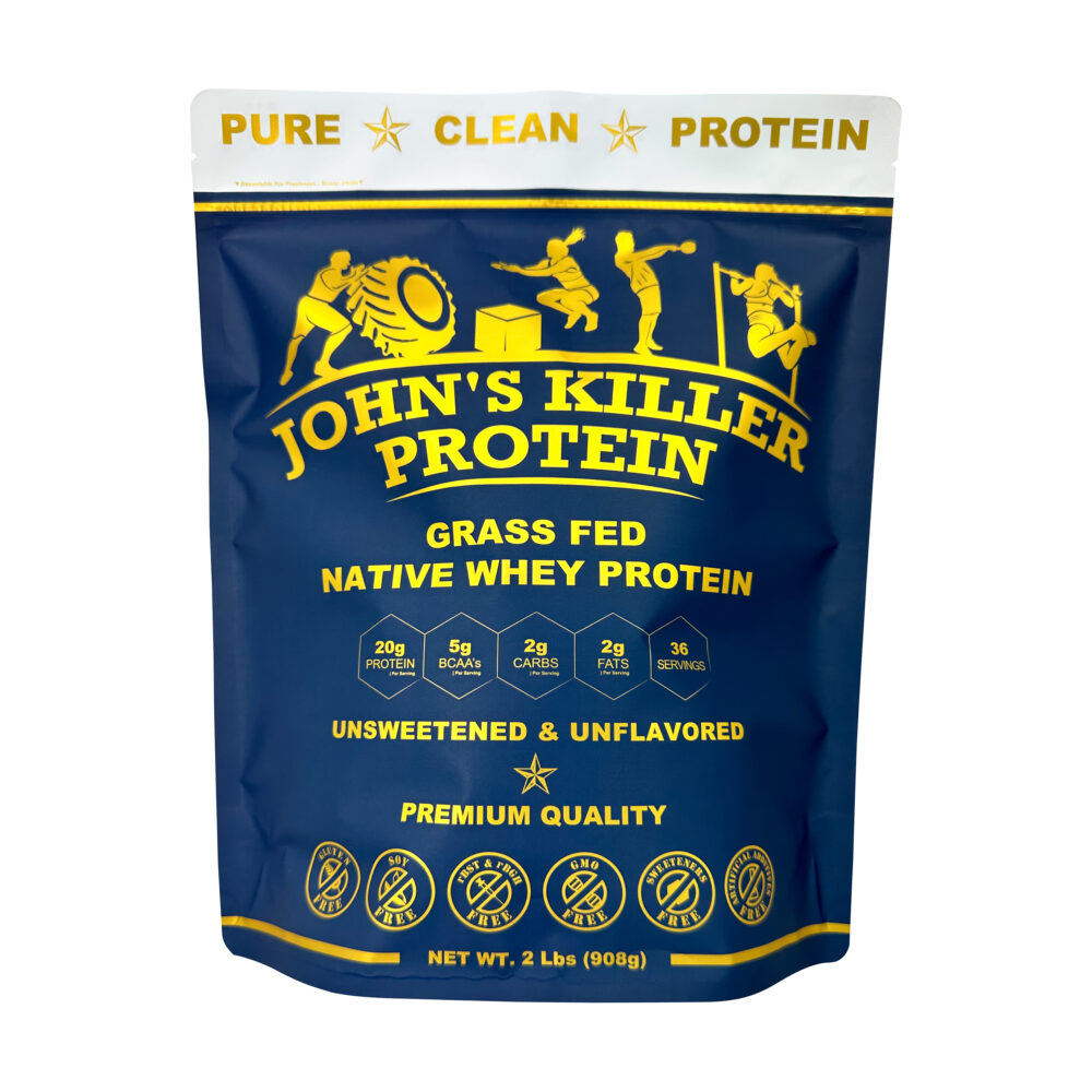 John's Killer Protein® - Grass fed native whey protein. Made with only 1 ingredient, unsweetened and unflavored protein powder.