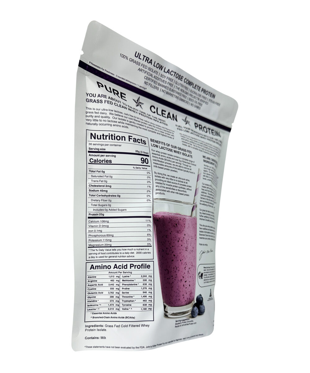 Lactose free whey isolate - nutrition fact panel