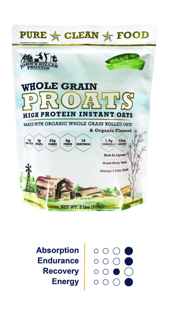 Organic Oats with flaxseed. High protein made with grass fed protein.